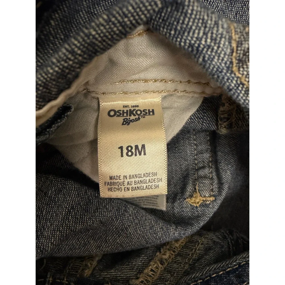 OshKosh B'gosh Denim Overalls Kids 18M Blue Carpenter Pocket Classic